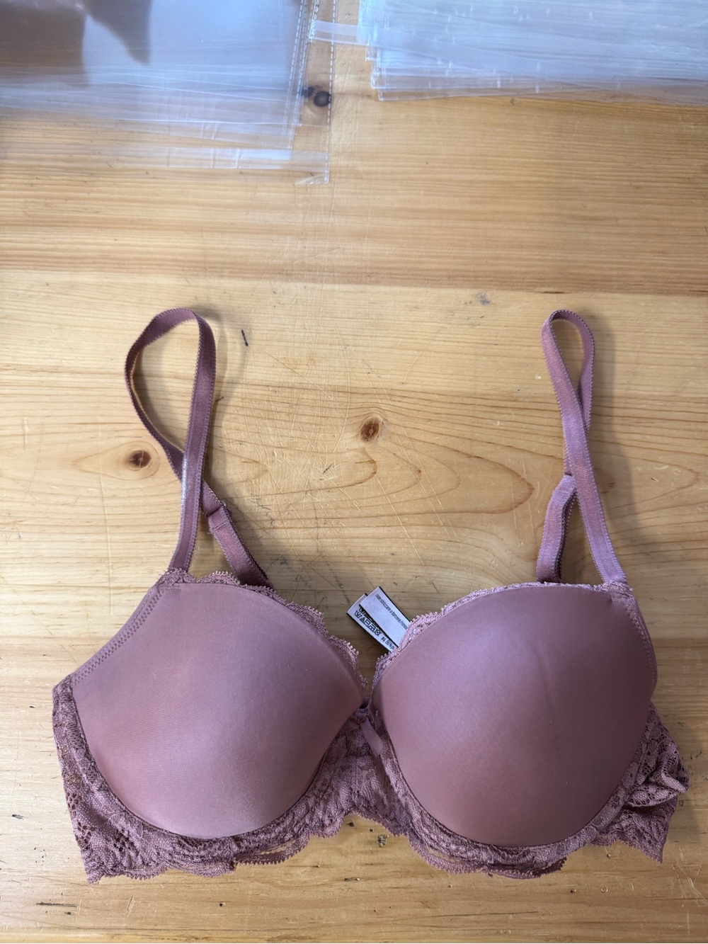 Victorias Secret Dream Angels Lined Demi Bra Lace Mauve 34C